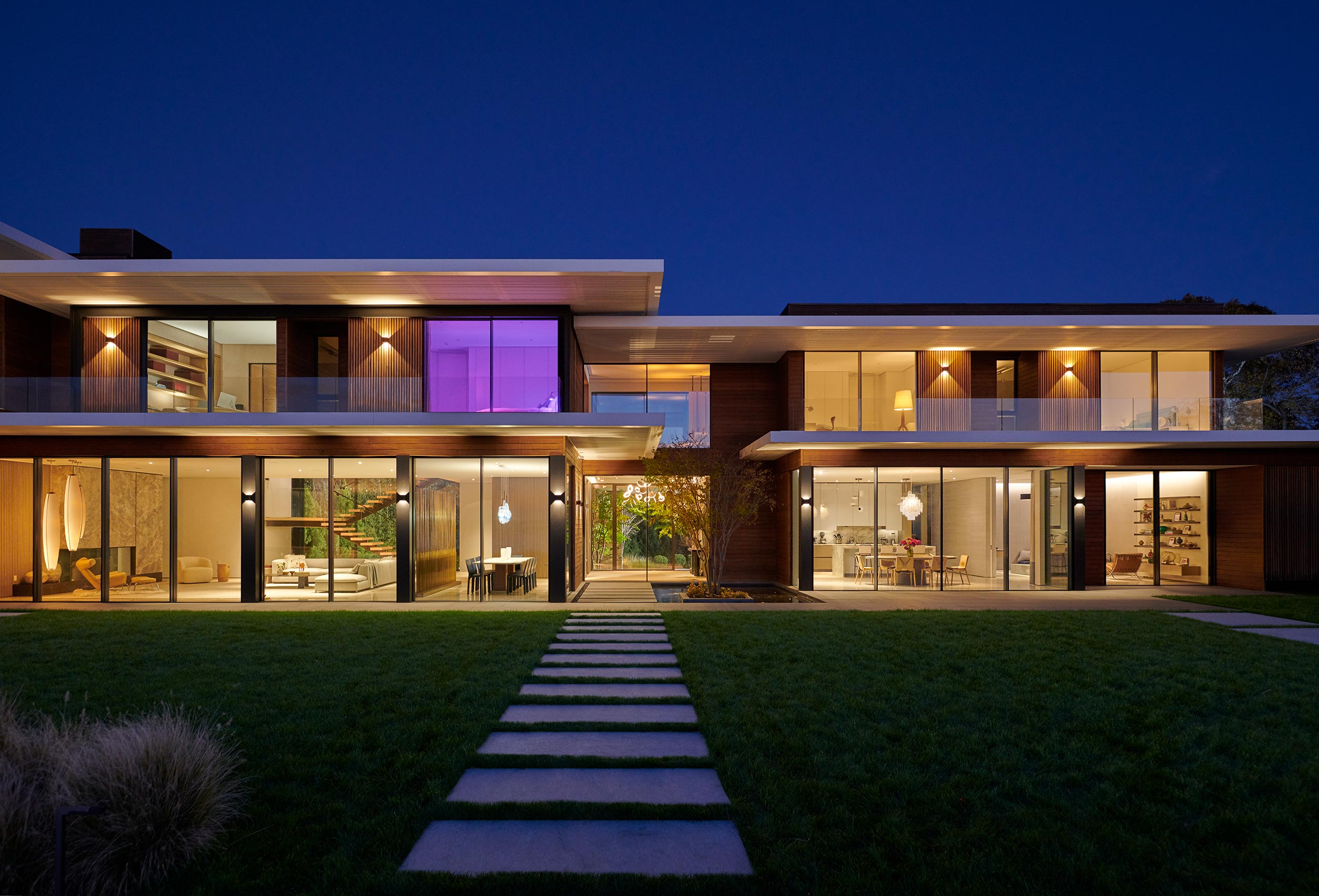 Interior of a custom home with layered architectural lighting