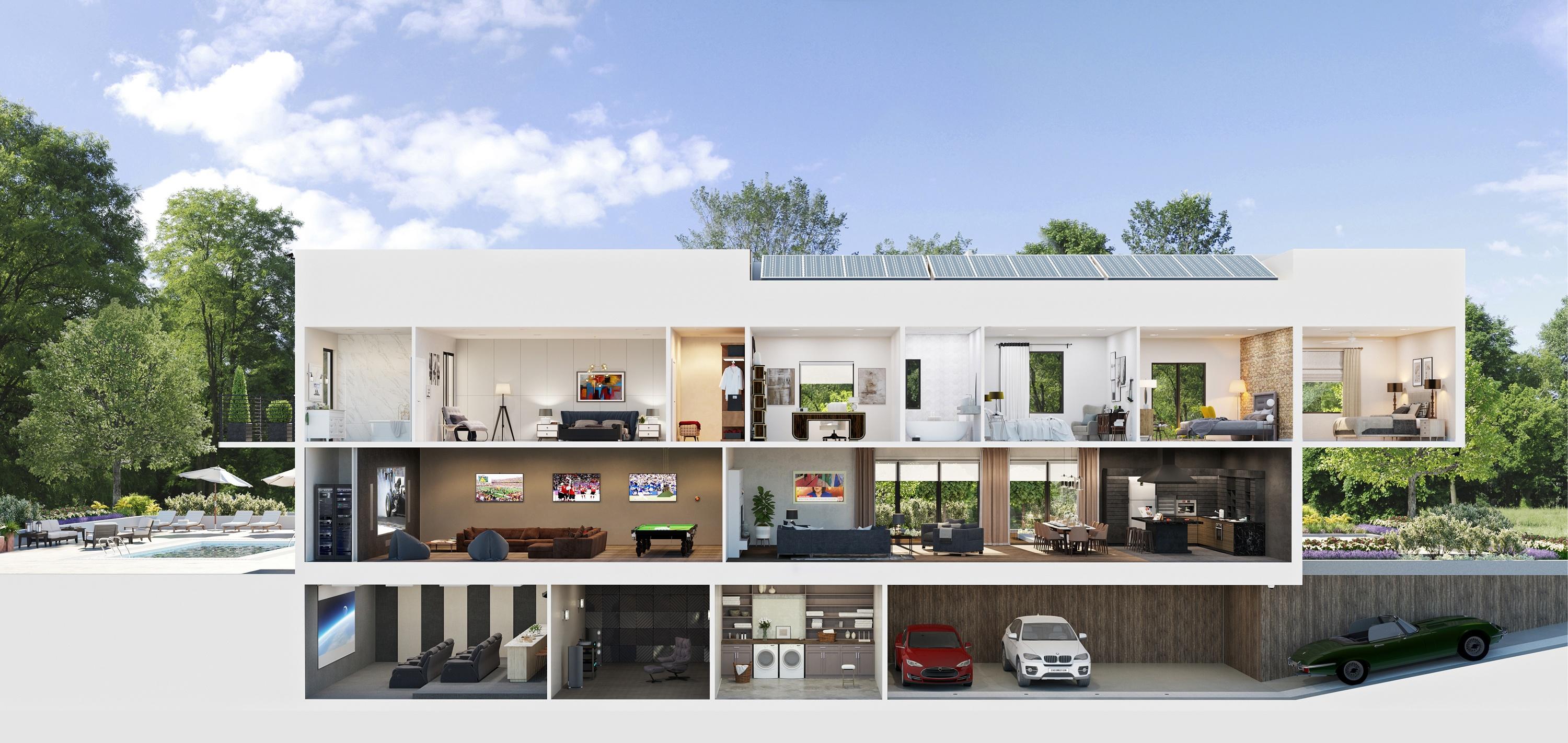 Cutaway illustration of a connected home